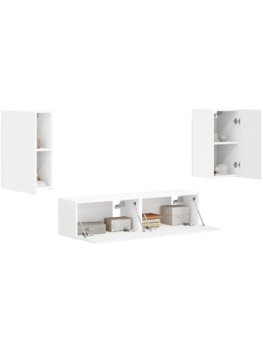 Set mobile TV 4 pcs Bianco Legno multistrato