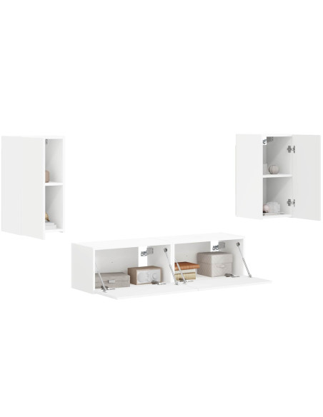 Set mobile TV 4 pcs Bianco Legno multistrato