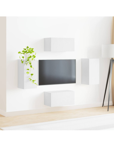 Set mobile TV 4 pcs Bianco Legno multistrato