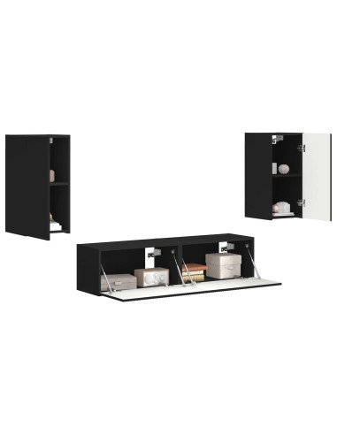 Set mobile TV 4 pcs Nero Legno multistrato