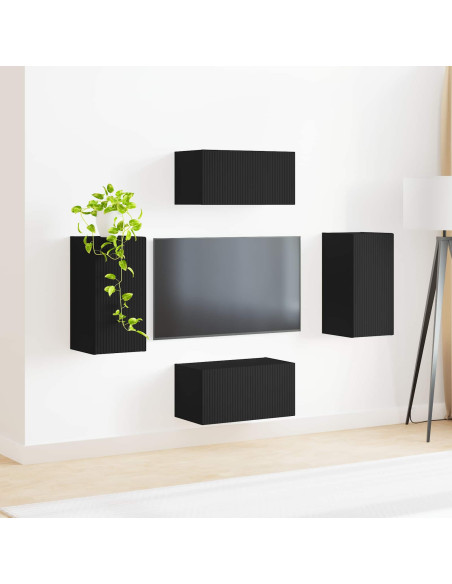 Set mobile TV 4 pcs Nero Legno multistrato