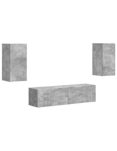 Set mobile TV 4 pcs Grigio cemento Legno multistrato