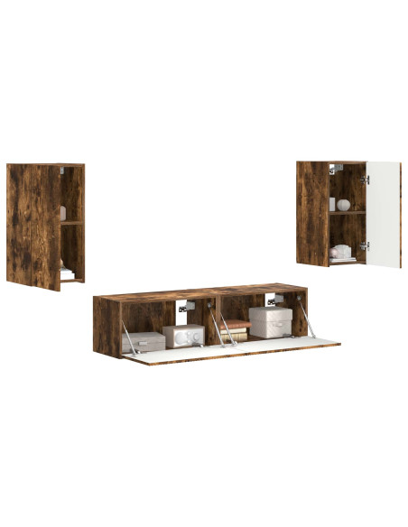 Set mobile TV 4 pcs Rovere fumé Legno multistrato