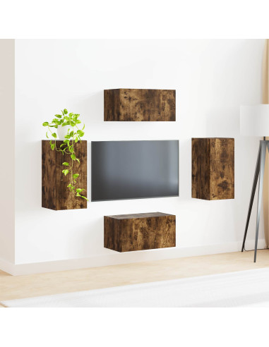 Set mobile TV 4 pcs Rovere fumé Legno multistrato