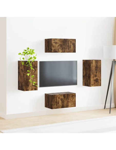 Set mobile TV 4 pcs Rovere fumé Legno multistrato