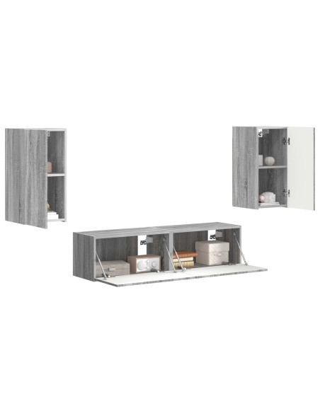 Set mobile TV 4 pcs Grigio Sonoma Legno multistrato