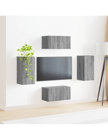 Set mobile TV 4 pcs Grigio Sonoma Legno multistrato