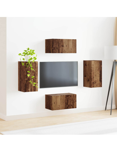 Set mobile TV 4 pcs Legno vecchio Legno multistrato