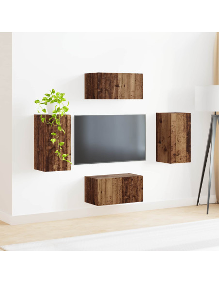 Set mobile TV 4 pcs Legno vecchio Legno multistrato