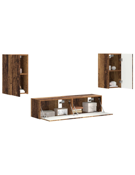 Set mobile TV 4 pcs Legno vecchio Legno multistrato