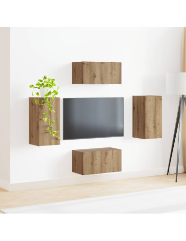 Set mobile TV 4 pcs Rovere artigianale Legno multistrato