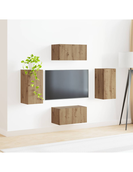 Set mobile TV 4 pcs Rovere artigianale Legno multistrato