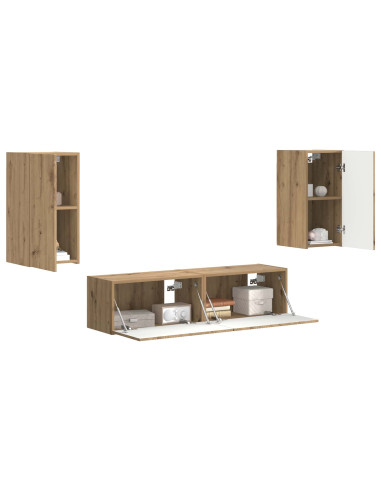 Set mobile TV 4 pcs Rovere artigianale Legno multistrato