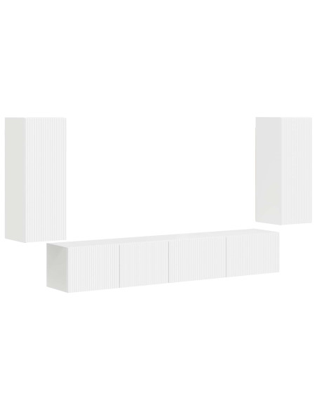 Set mobile TV 4 pcs Bianco Legno multistrato