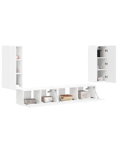 Set mobile TV 4 pcs Bianco Legno multistrato