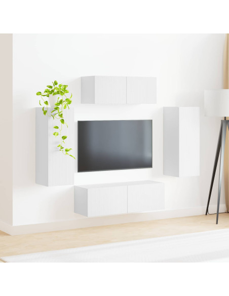 Set mobile TV 4 pcs Bianco Legno multistrato