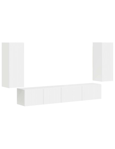 Set mobile TV 4 pcs Bianco Legno multistrato