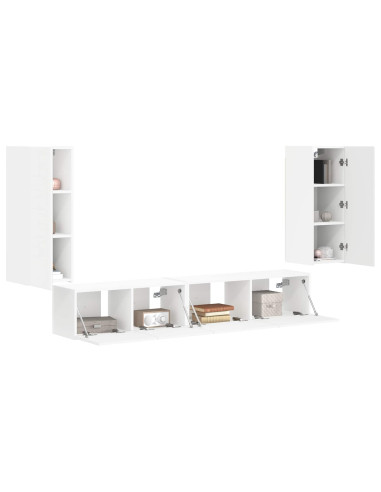 Set mobile TV 4 pcs Bianco Legno multistrato