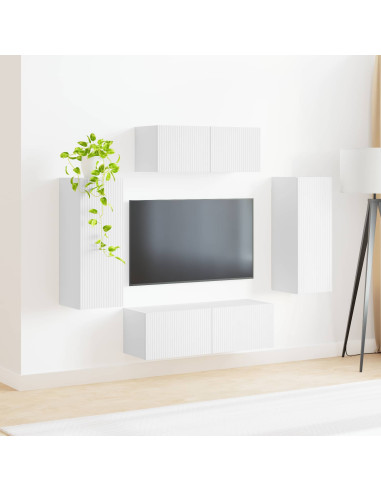 Set mobile TV 4 pcs Bianco Legno multistrato