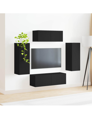 Set mobile TV 4 pcs Nero Legno multistrato