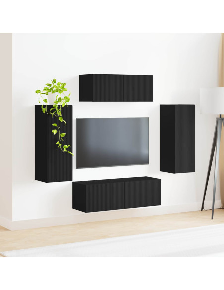 Set mobile TV 4 pcs Nero Legno multistrato