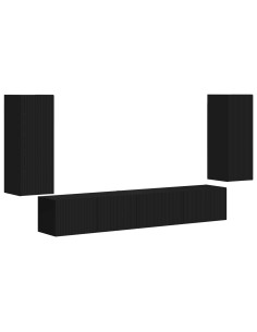 Set mobile TV 4 pcs Nero Legno multistrato 2