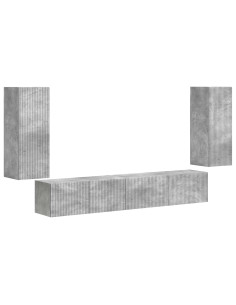 Set mobile TV 4 pcs Grigio cemento Legno multistrato 2