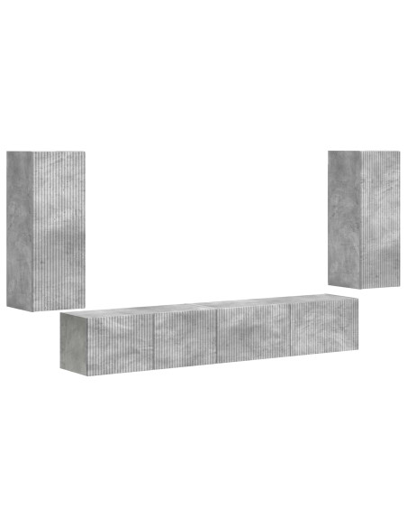 Set mobile TV 4 pcs Grigio cemento Legno multistrato