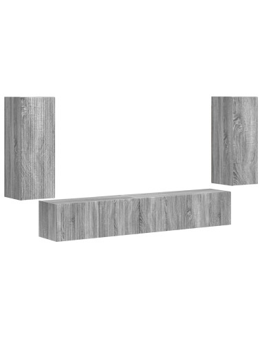 Set mobile TV 4 pcs Grigio Sonoma Legno multistrato