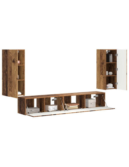 Set mobile TV 4 pcs Legno vecchio Legno multistrato