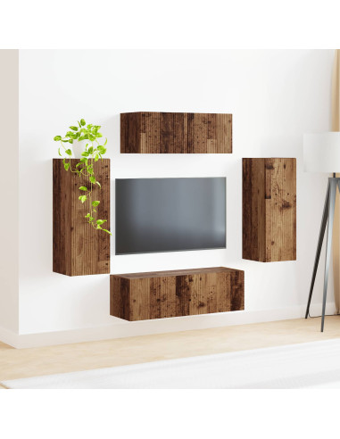 Set mobile TV 4 pcs Legno vecchio Legno multistrato