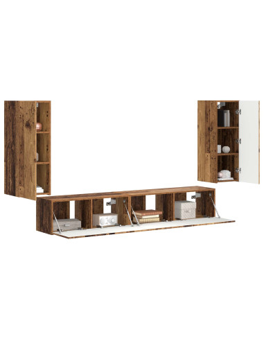 Set mobile TV 4 pcs Legno vecchio Legno multistrato