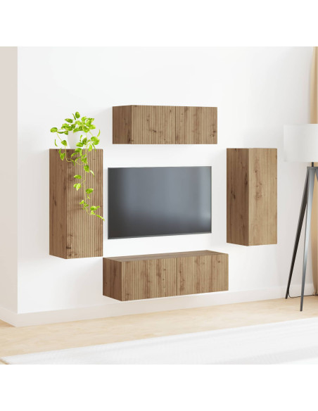 Set mobile TV 4 pcs Rovere artigianale Legno multistrato