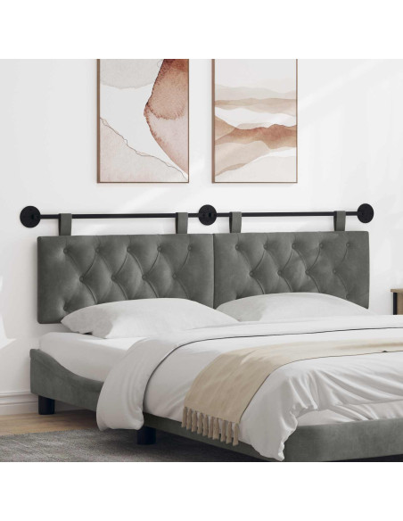 Testata appesa Grigio scuro 170 x 55 x 7 cm Velluto