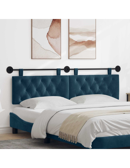 Testata appesa Montaggio a parete Blu 170 x 55 x 7 cm Velluto