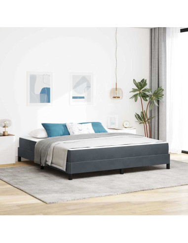 Letto a molle con materasso Grigio scuro 180 x 220 cm Tessuto