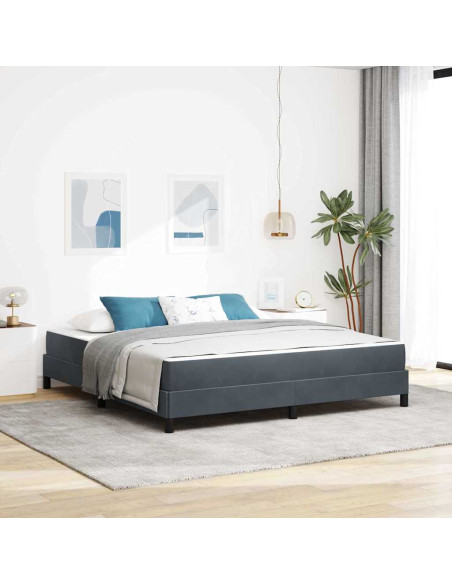 Letto a molle con materasso Grigio scuro 180 x 220 cm Tessuto