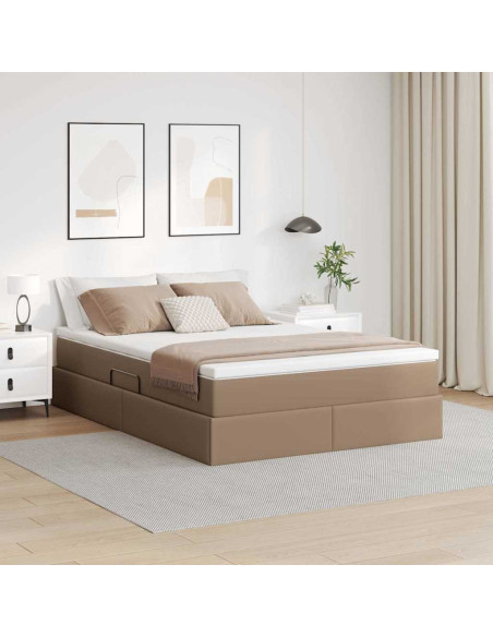Letto con contenitore e materasso Cappuccino 140 x 200 cm
