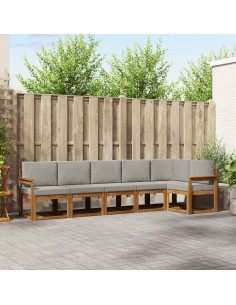 Set di divani da esterno 6 pcs Grigio Naturale e Chiaro