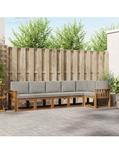 Set di divani da esterno 6 pcs Grigio Naturale e Chiaro