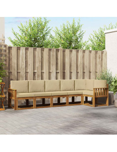 Set di divani da esterno con cuscino 6 pcs Naturale e Beige