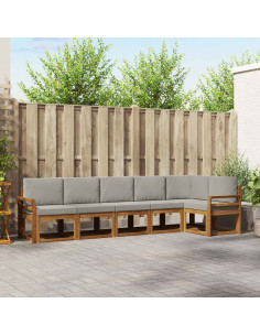 Set di divani da esterno 6 pcs Grigio Naturale e Chiaro
