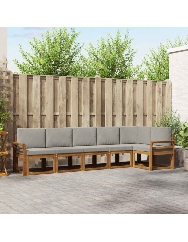 Set di divani da esterno 6 pcs Grigio Naturale e Chiaro