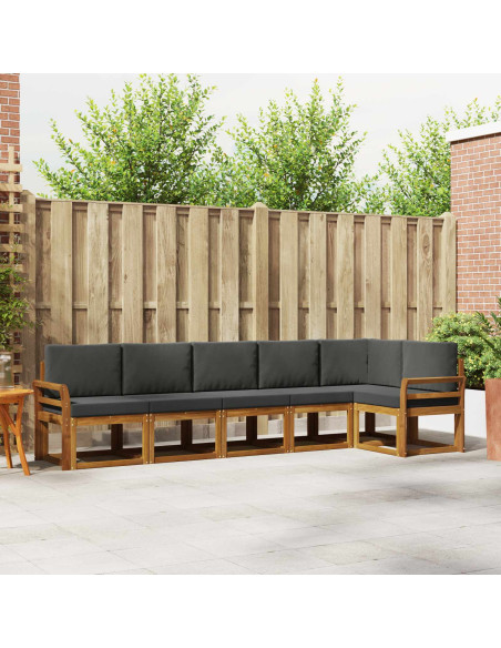 Set di divani da esterno con cuscino 6 pcs Naturale e Antracite