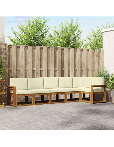 Set di divani da esterno con cuscino 6 pcs Naturale e Crema