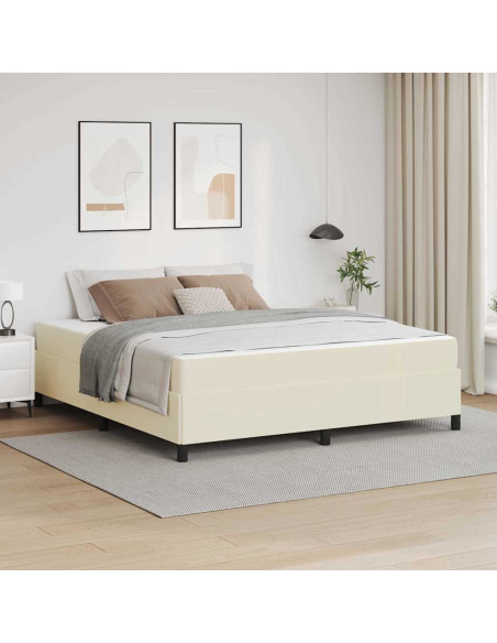 Struttura del letto con materasso Crema 180 x 200 cm Tessuto