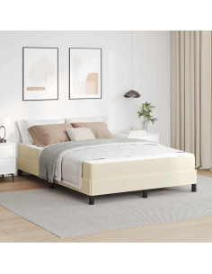 Struttura del letto con materasso Crema 140 x 200 cm Tessuto