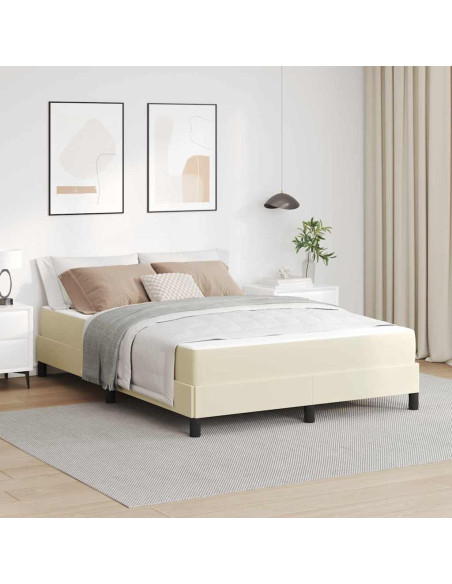 Struttura del letto con materasso Crema 140 x 200 cm Tessuto