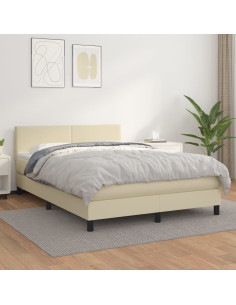 Giroletto a Molle con Materasso Crema 140x200 cm in Similpelle