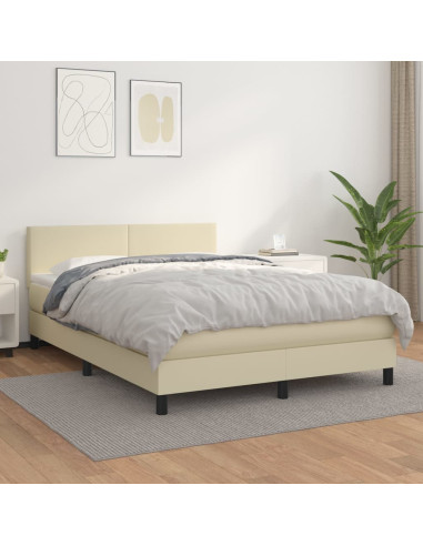 Giroletto a Molle con Materasso Crema 140x200 cm in Similpelle